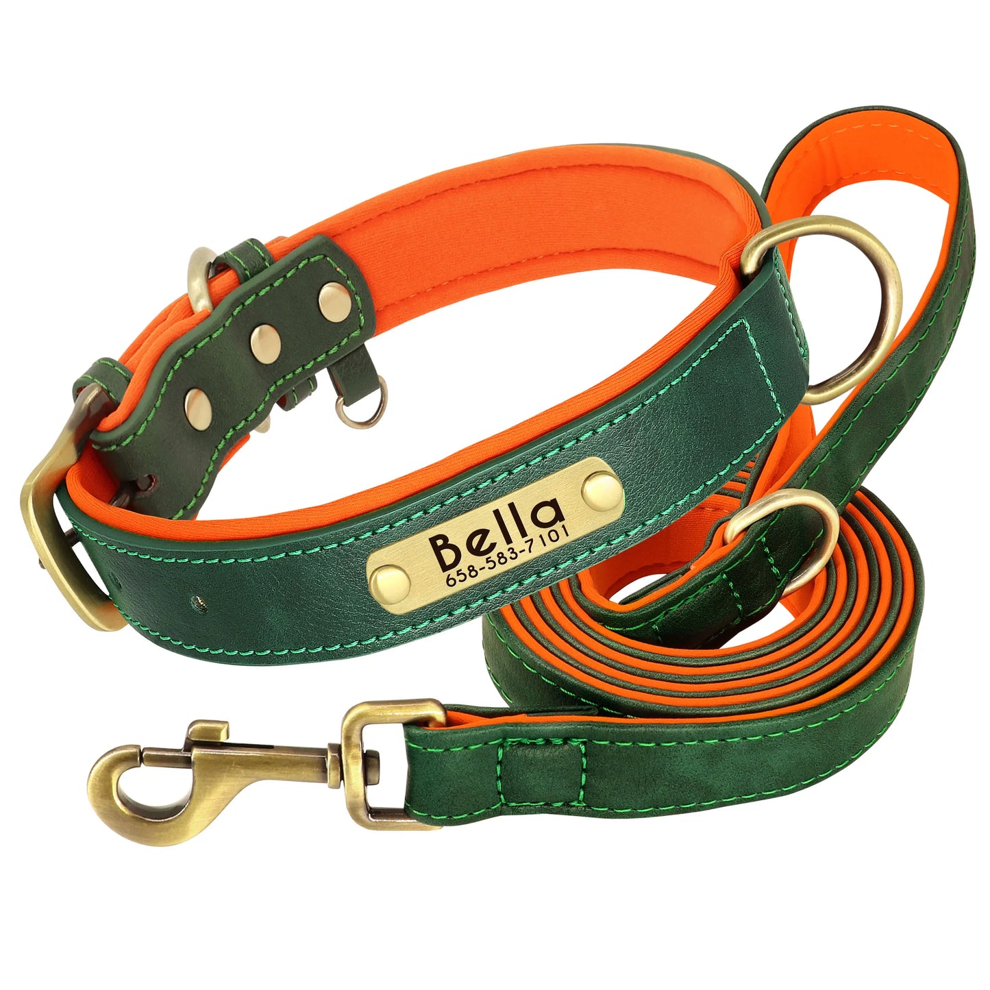 Customized Dog Collar Leash Set